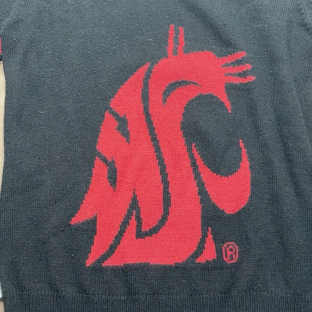 Tribute Unisex Adult LARGE V-Neck WSU Logo Sweater Black & Crimson